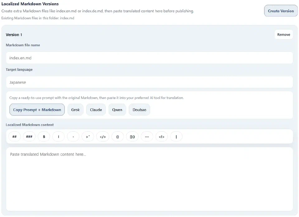 Creating multilingual versions in Pocket Hugo