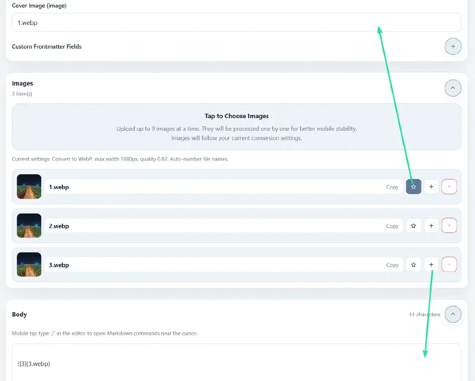 Image workflow in Pocket Hugo