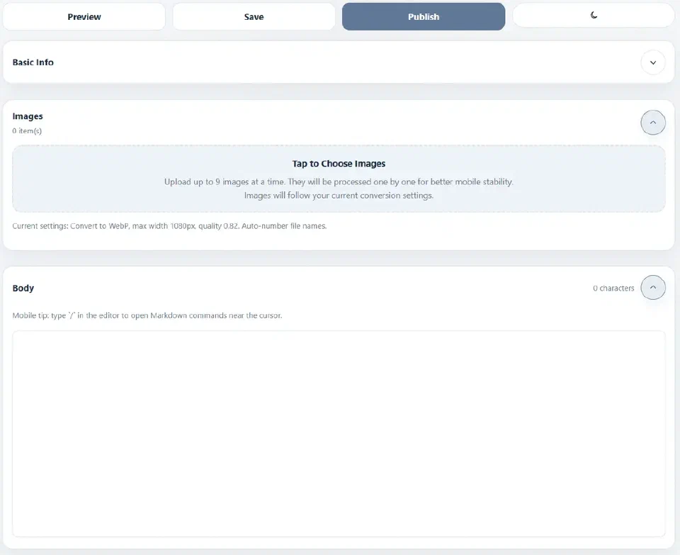 Pocket Hugo writing editor